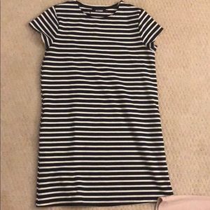 Navy and white striped dress